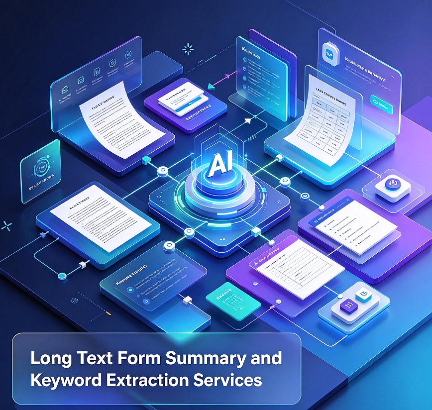 Long Text Form Summary and Keyword Extraction Services